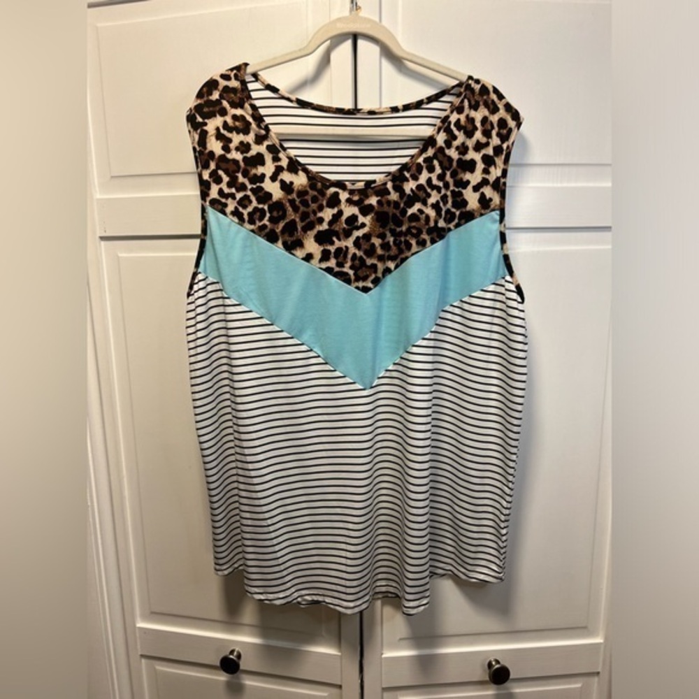 Color Block Tank Top Size Women’s 4X Multicolor
